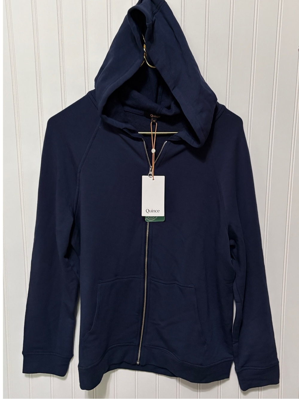 QUINCE Navy Blue SuperSoft Fleece Full-Zip Hoodie Jacket Womens Size Medium NEW